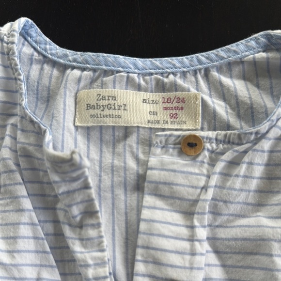 Zara Kids Light Blue and White Striped Top - Picture 2 of 2